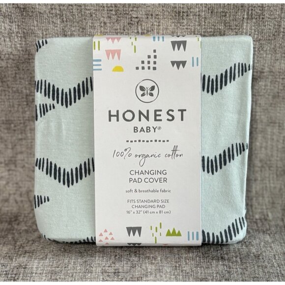 Honest Baby Organic Cotton Changing Pad Cover Pattern Play Sage - Picture 1 of 5
